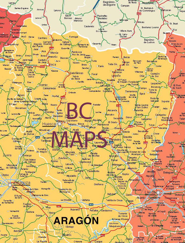 Huesca Mapa Vectorial Editable Eps Freehand Illustrator Mapas